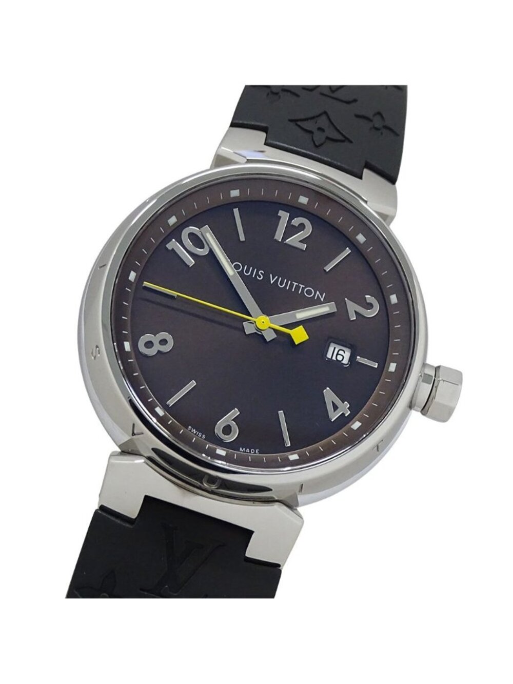 Louis Vuitton Watch Tambour Date Quartz Stainless Steel Leather Brown